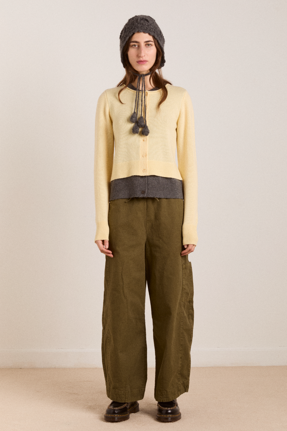 callie layer wool and cashmere blend cardigan - butter/grey