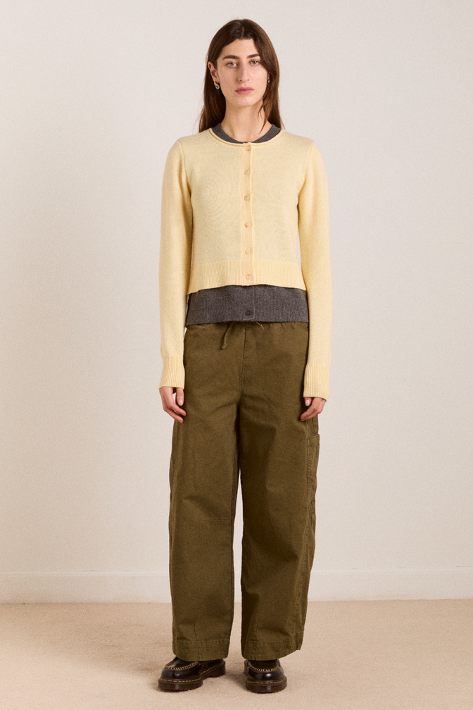 callie layer wool and cashmere blend cardigan - butter/grey