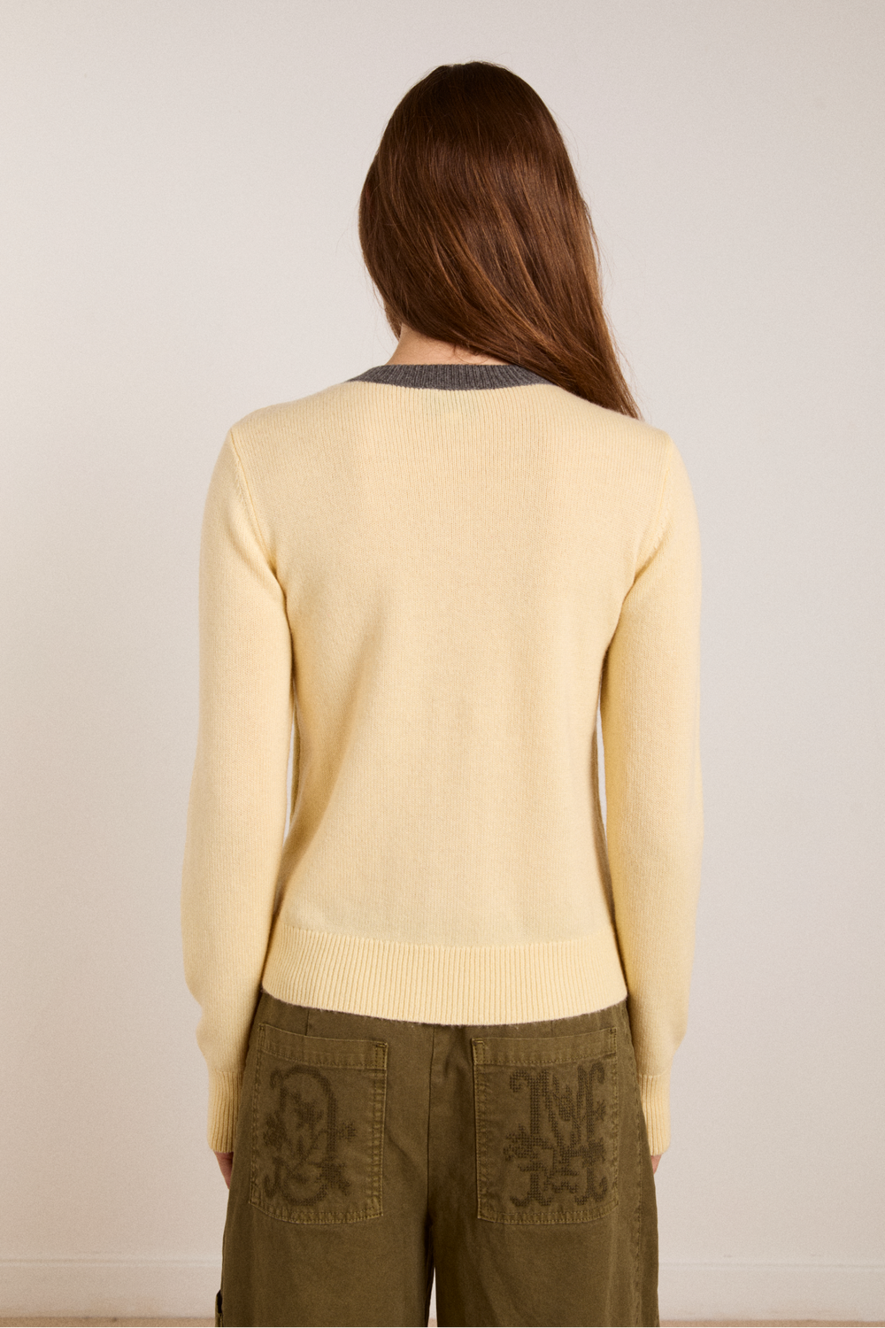 callie layer wool and cashmere blend cardigan - butter/grey