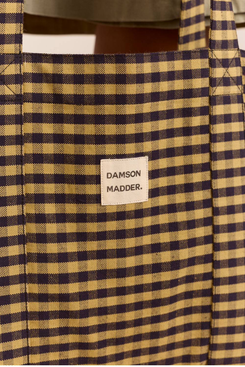 Canvas Tote Bag - Tan/Navy Gingham