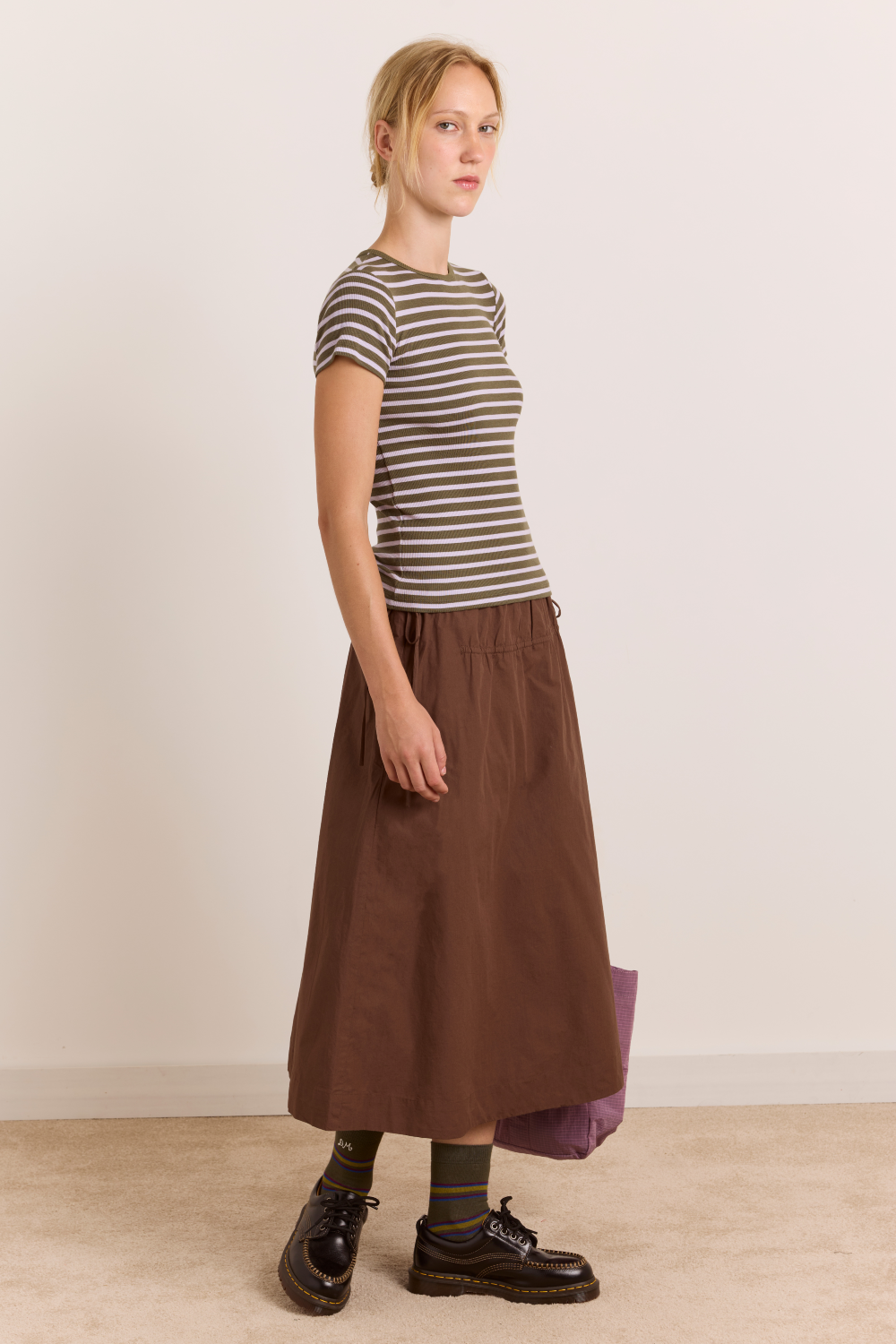 Caspia Midi Skirt - Choc