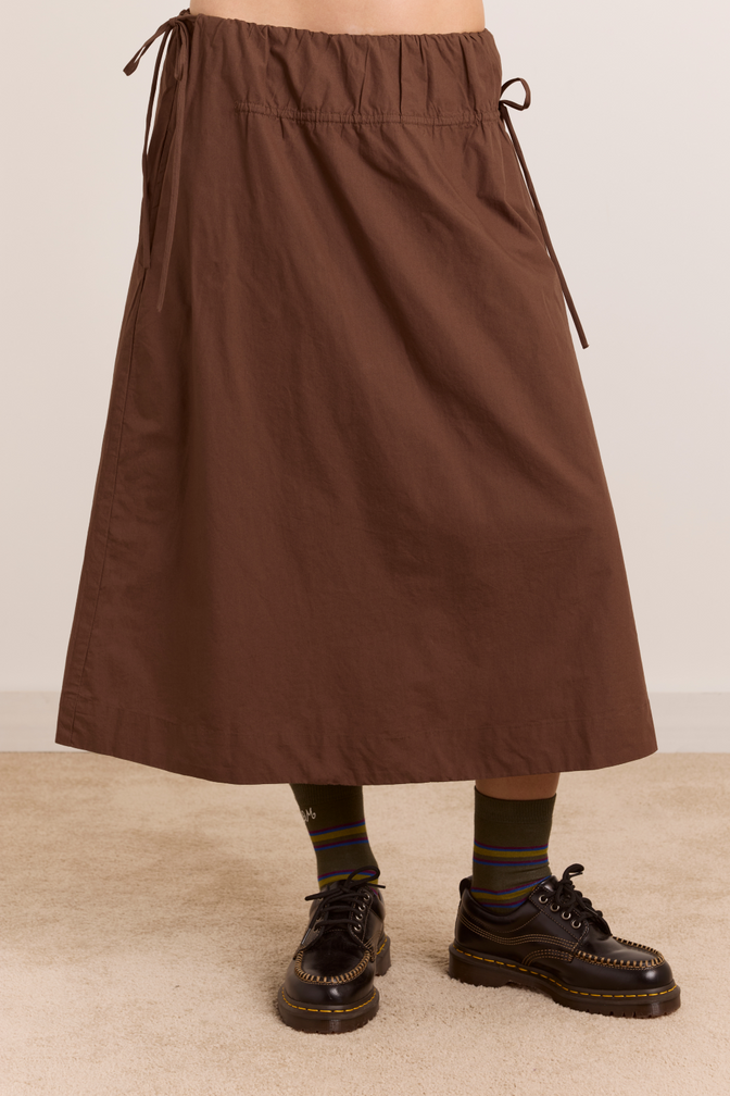 Caspia Midi Skirt - Choc