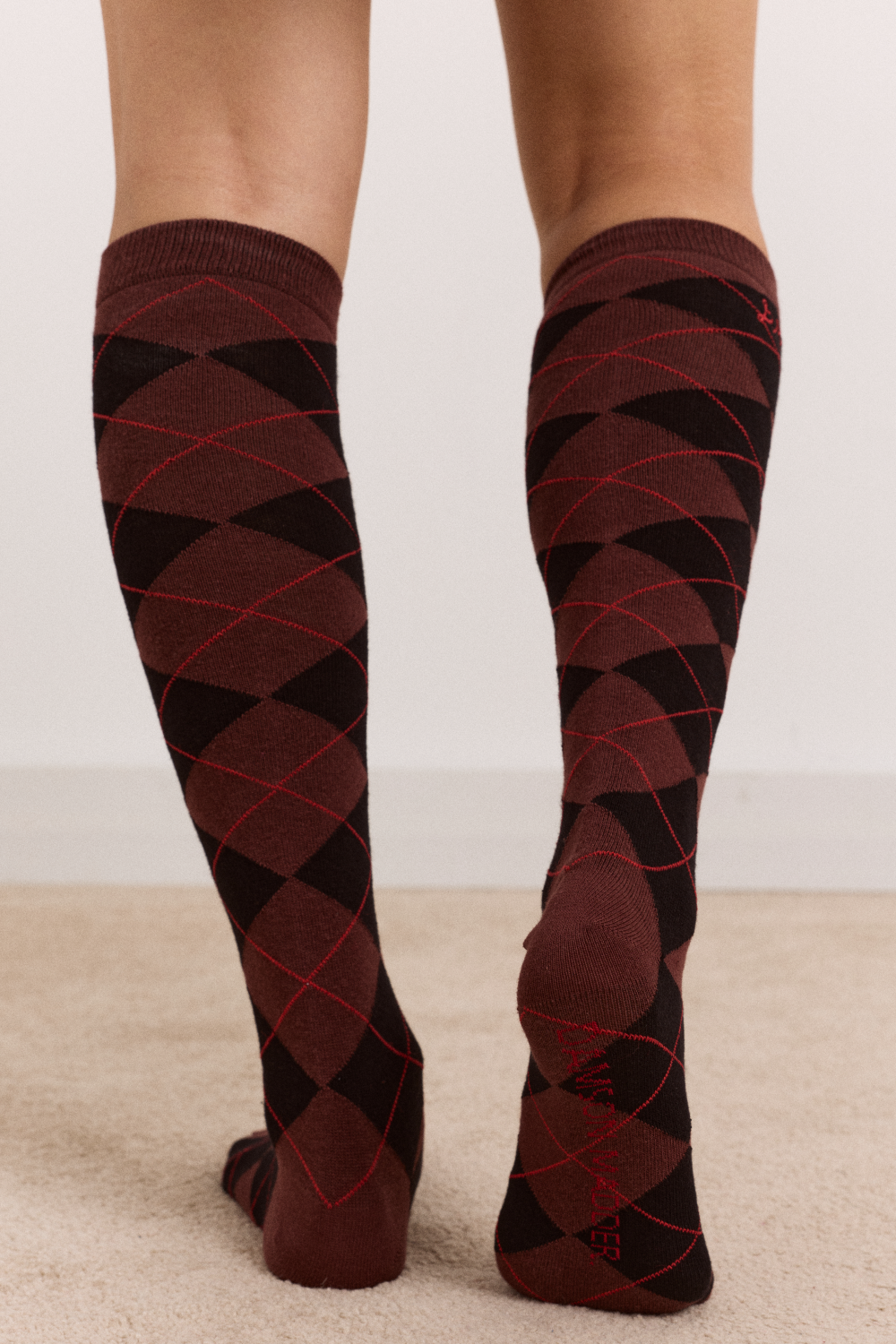 Knee Length Socks - Choc Argyle