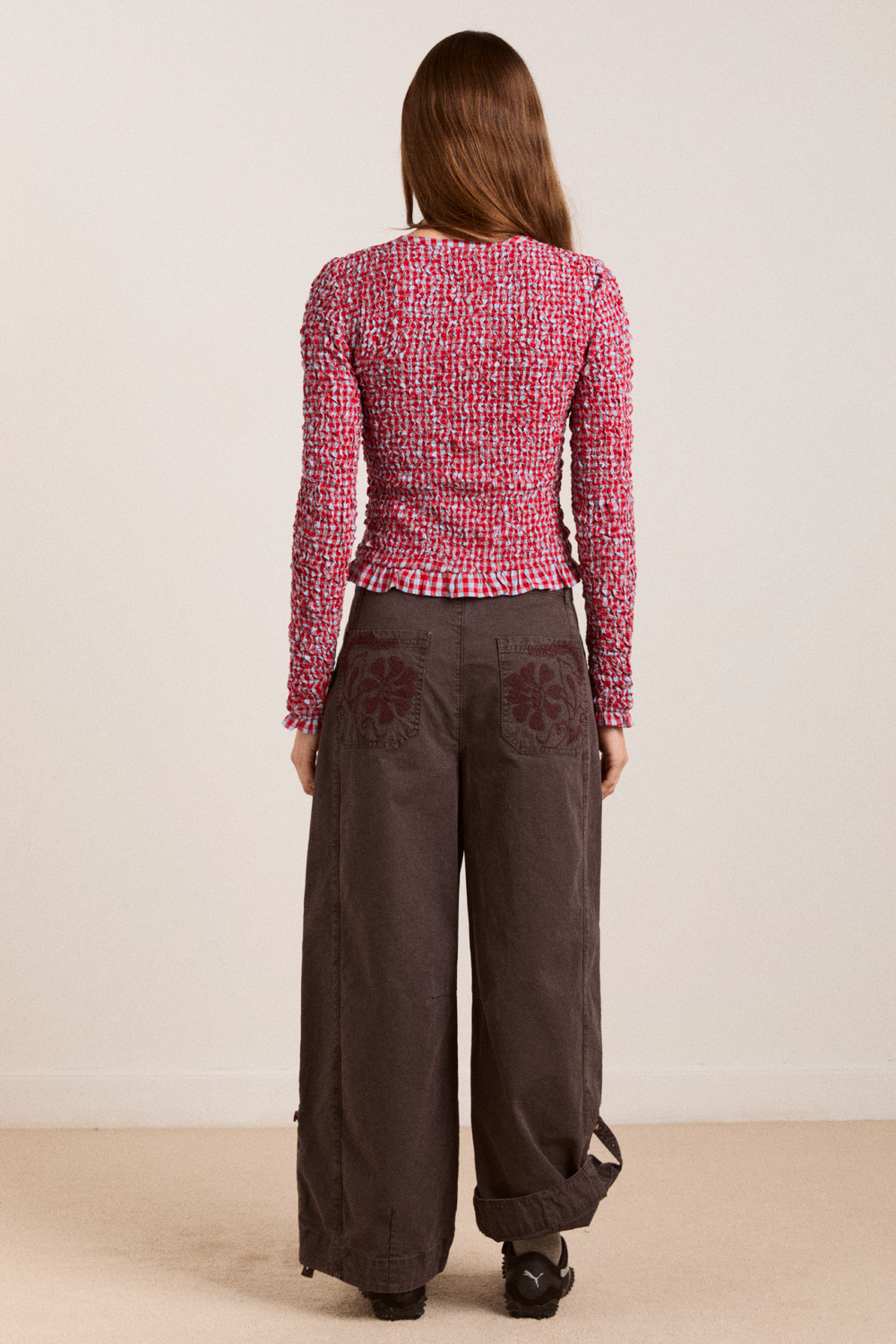 elliana smocked cardi - blue & red gingham