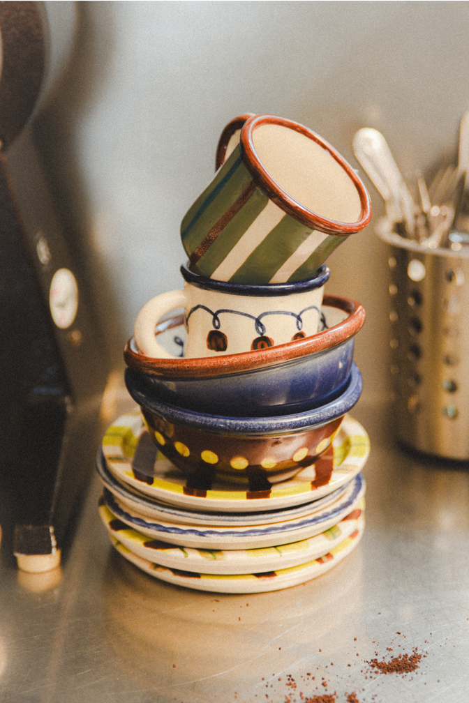 Hand Painted Ceramic Stripe Espresso Mug