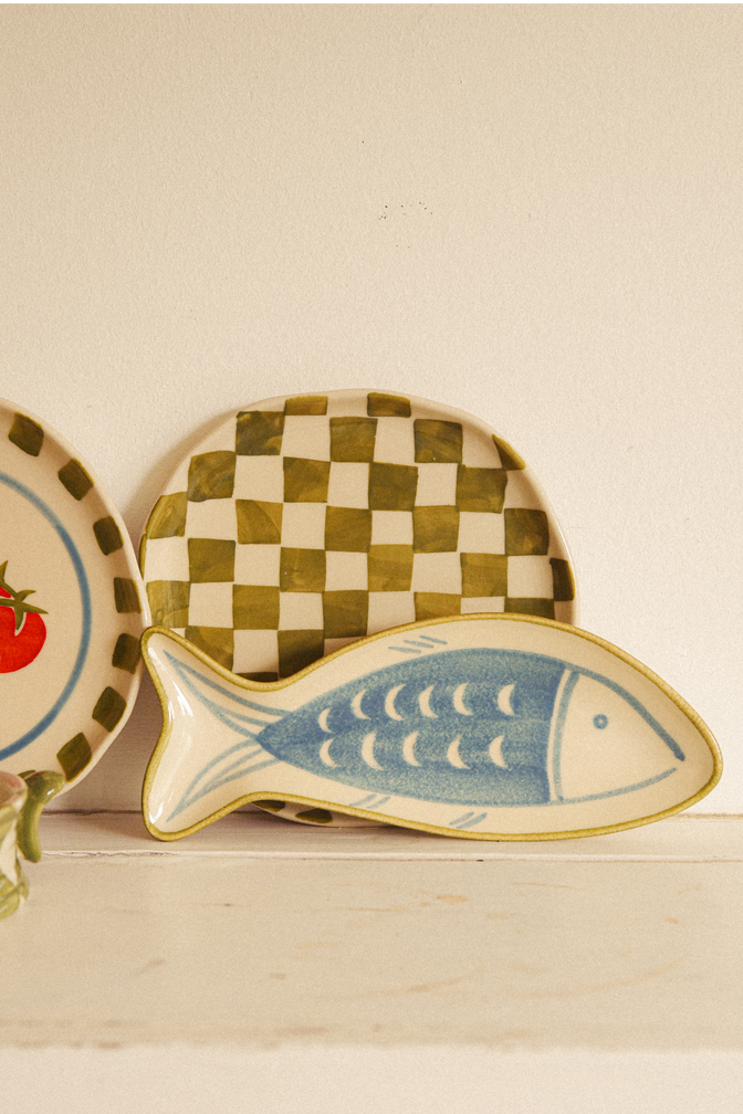 hand painted fish shaped plate