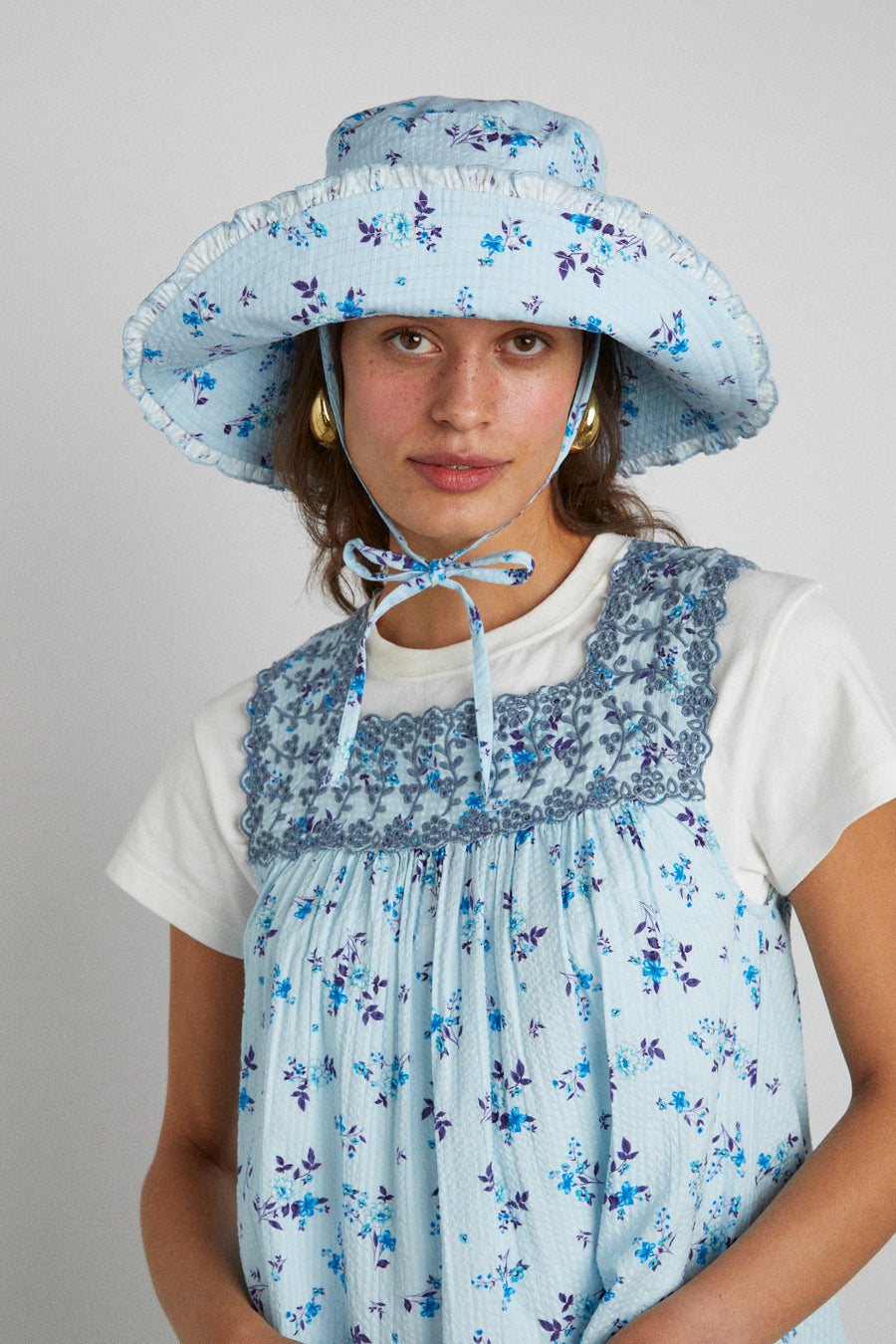 floral sunhat with frill