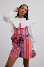 greta short dungarees - red stripe