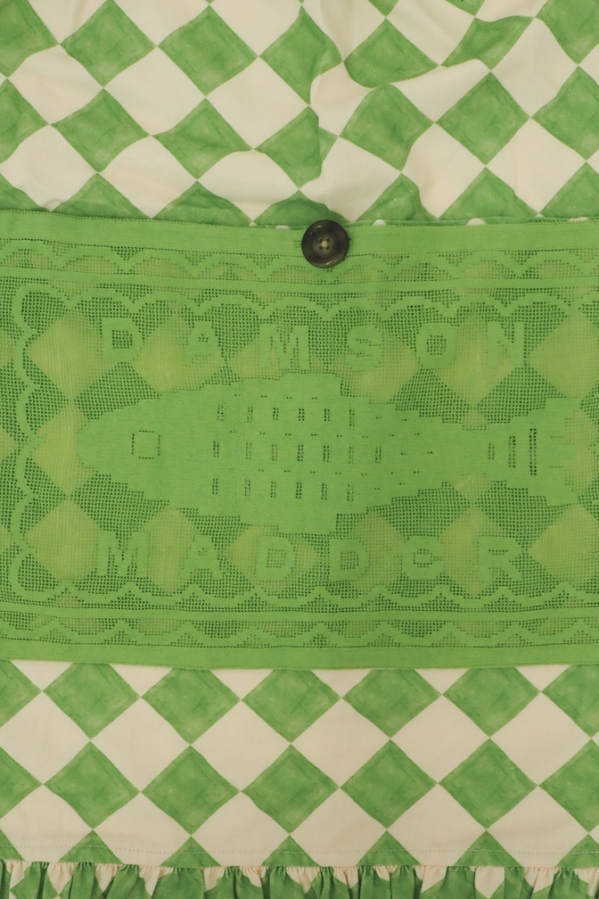 nonna's house - green check filet lace apron