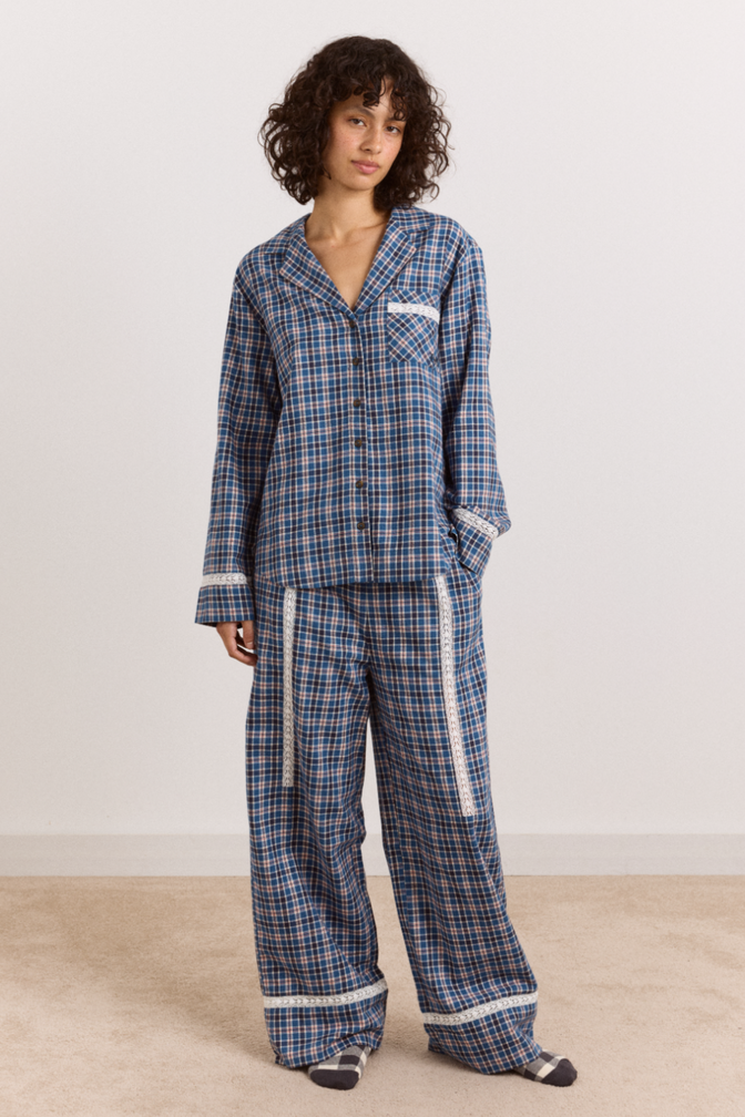 Hartle Flannel Pyjama Set  -  Boysie Blue Check