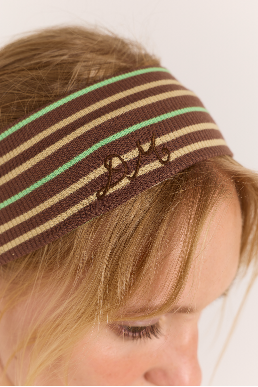 Ribbed Headband- Brown Stripe