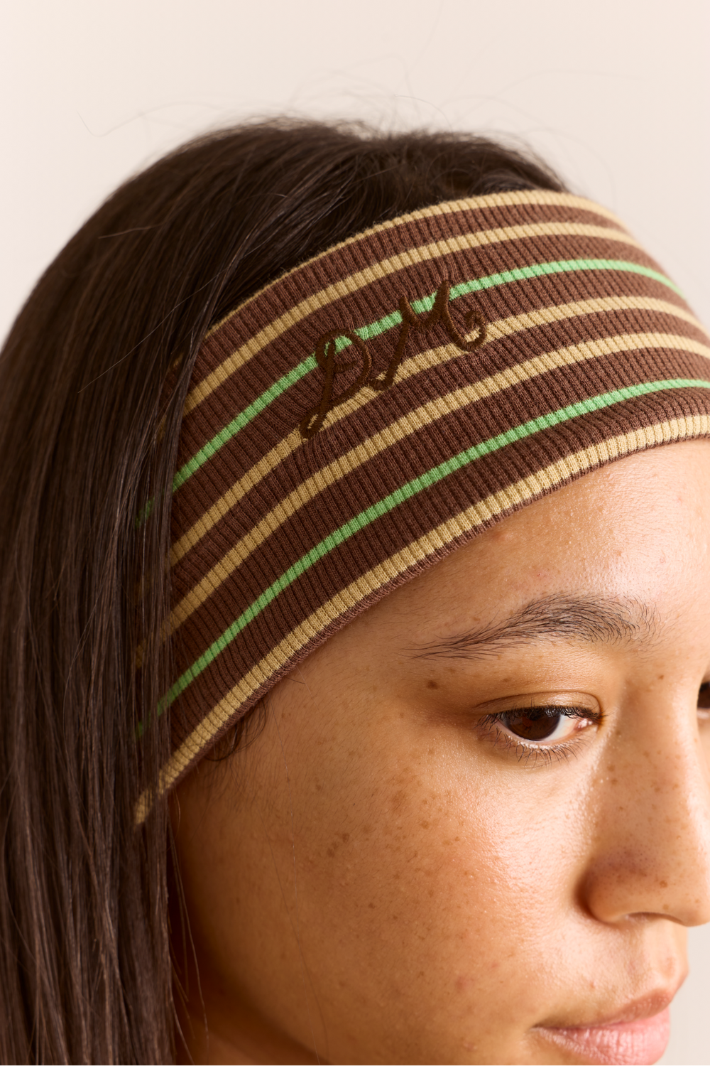 Ribbed Headband- Brown Stripe