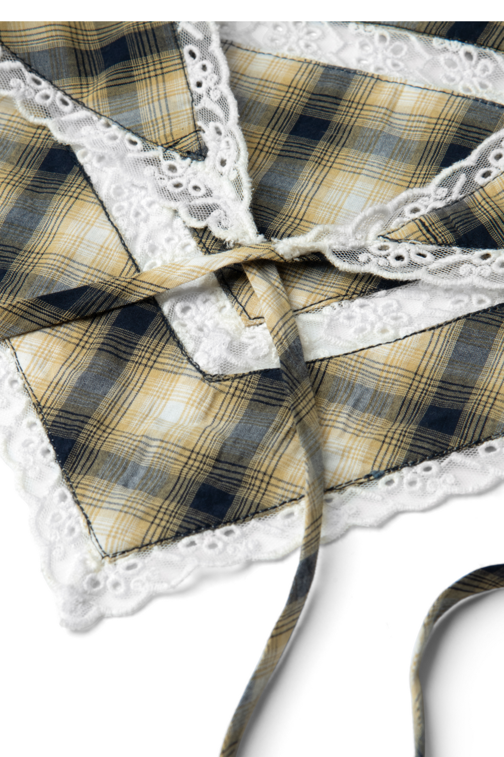 Headband With Lace Detail In Cardamon Check