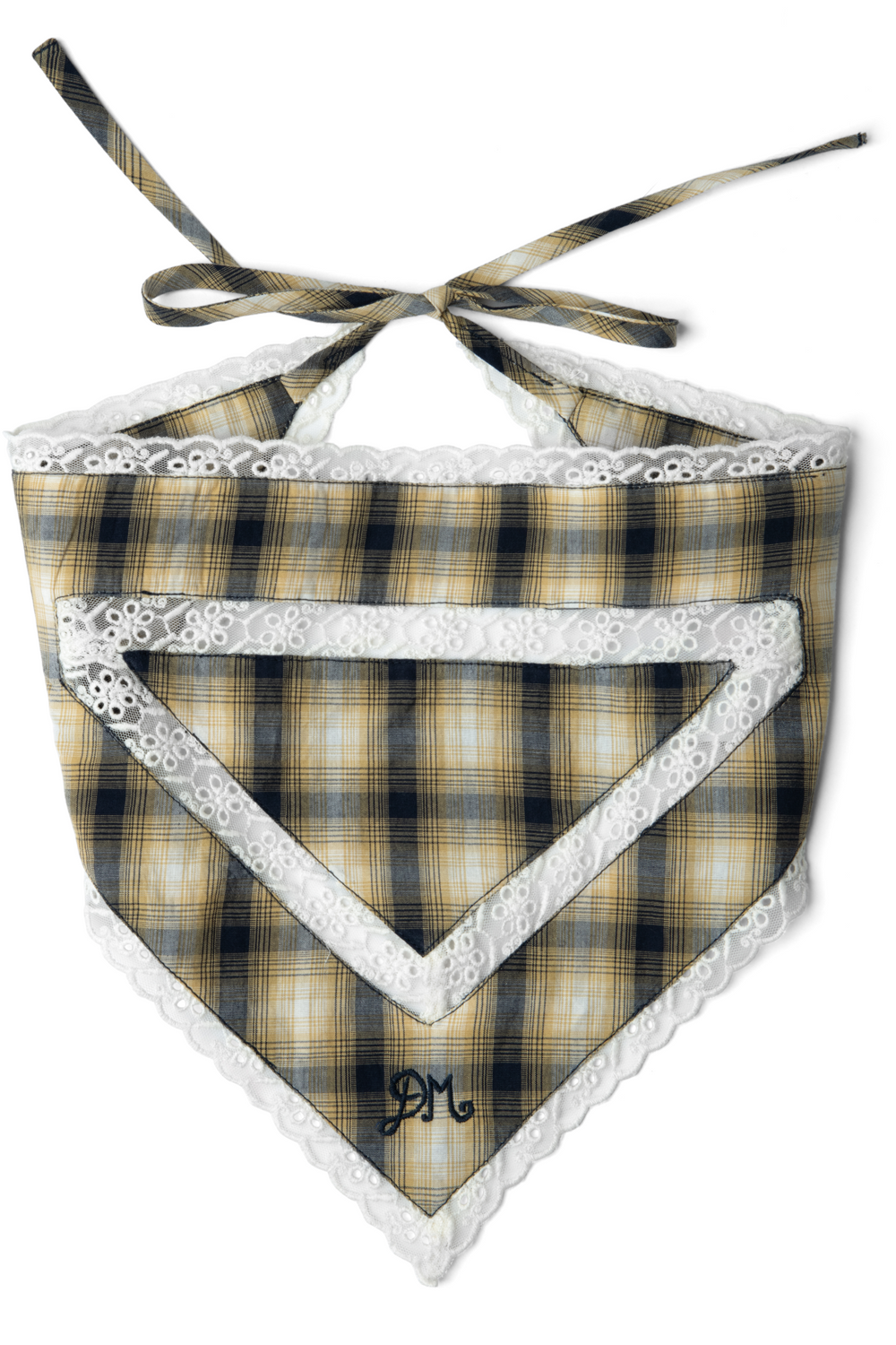 Headband With Lace Detail In Cardamon Check