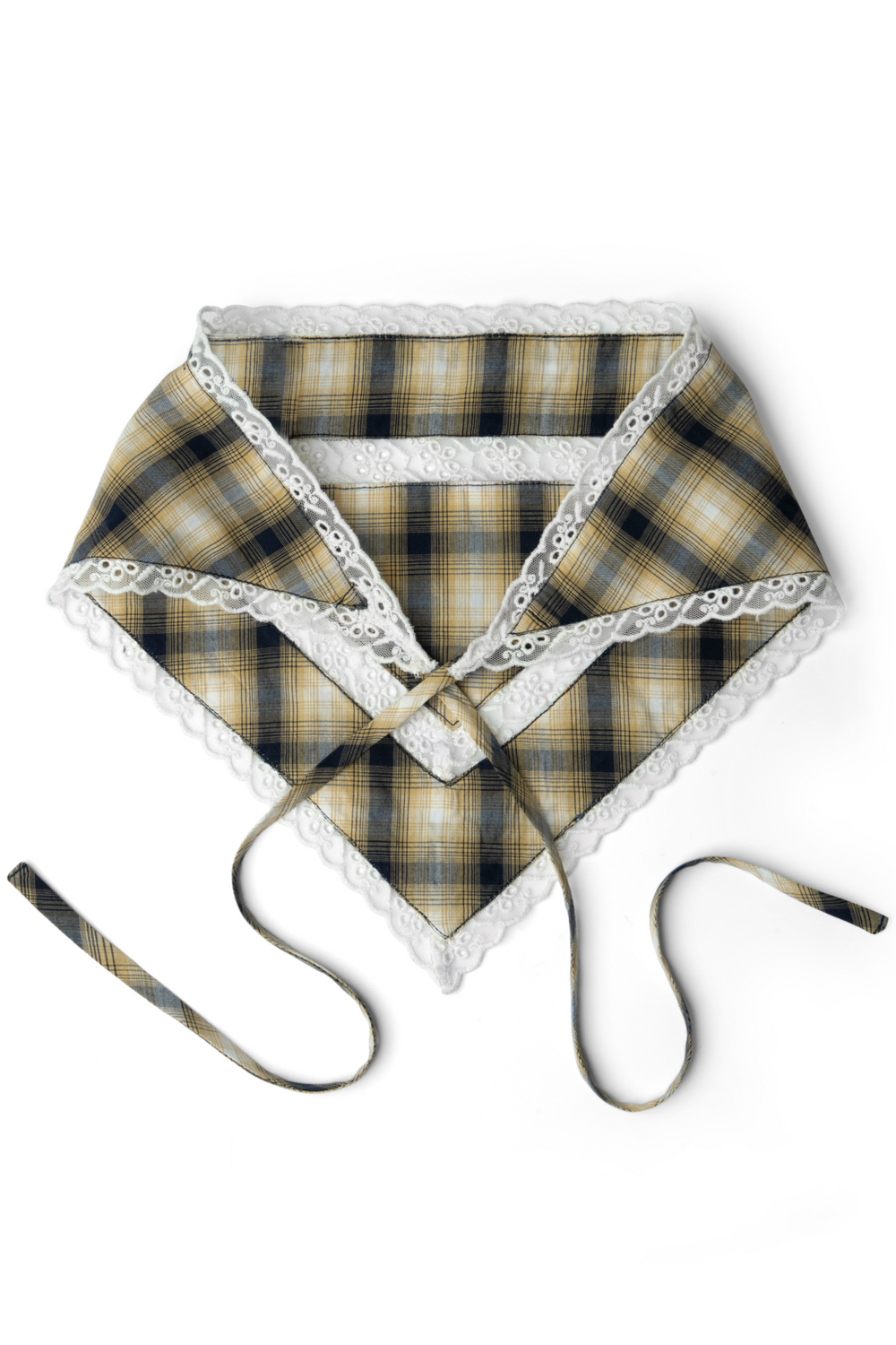 Headband With Lace Detail In Cardamon Check