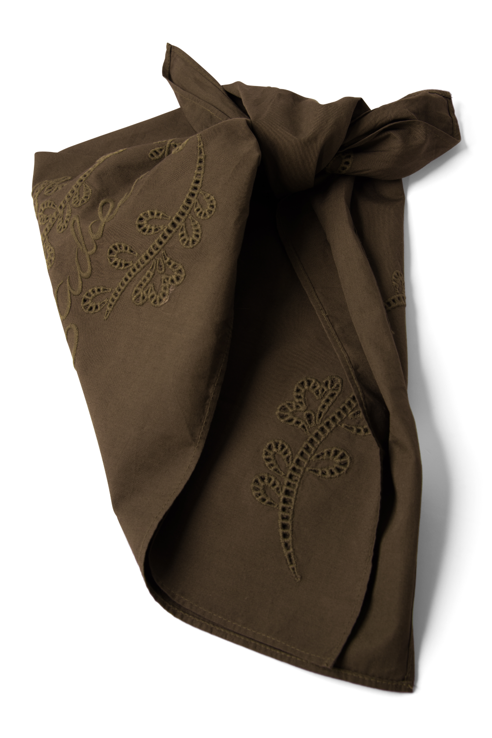 Embroidered Headscarf In Khaki