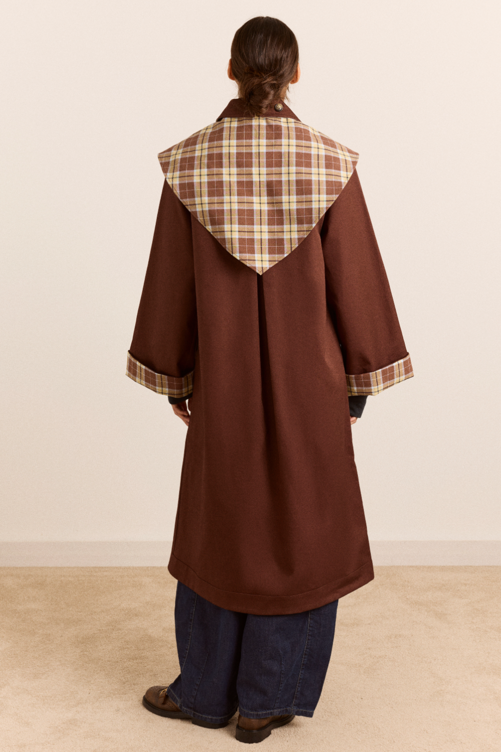 Reversible Longline Jerry Trench - Chocolate
