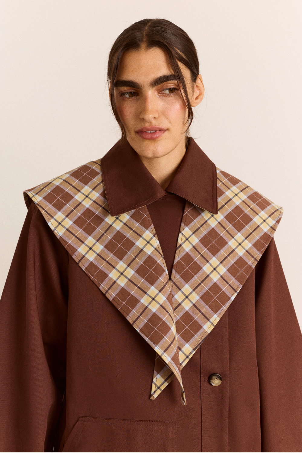 Reversible Longline Jerry Trench - Chocolate