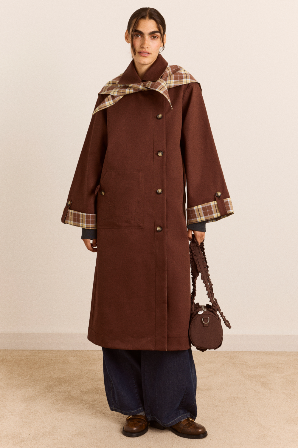 Reversible Longline Jerry Trench - Chocolate