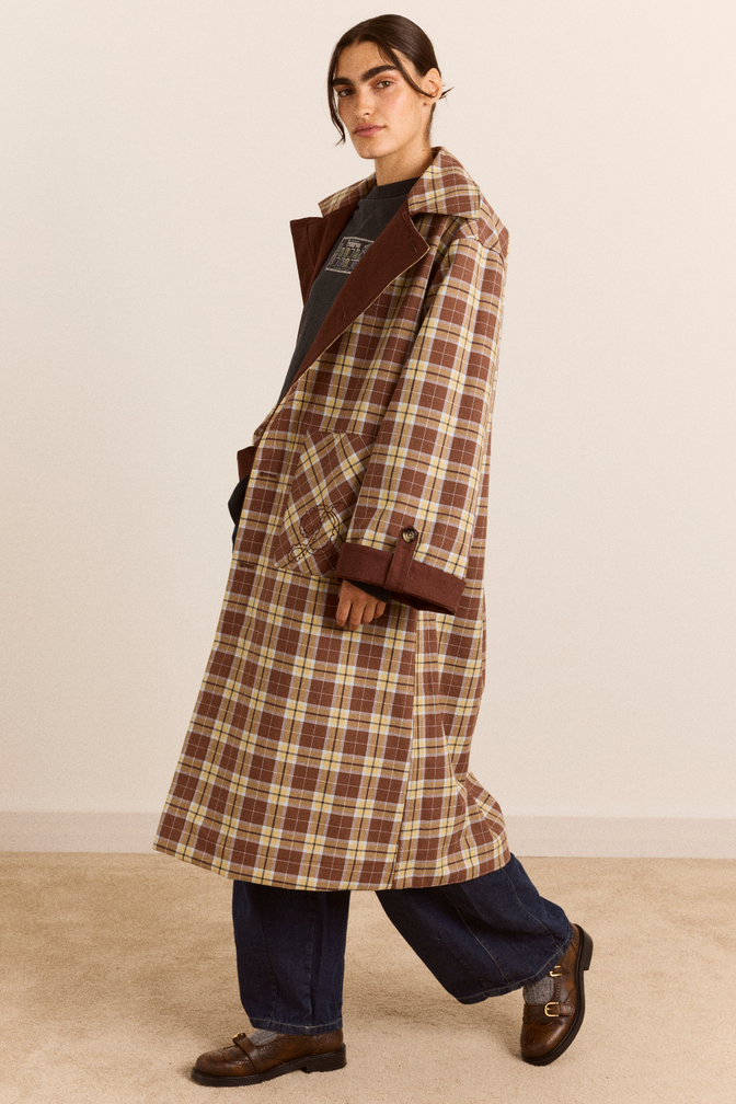 Reversible Longline Jerry Trench - Chocolate