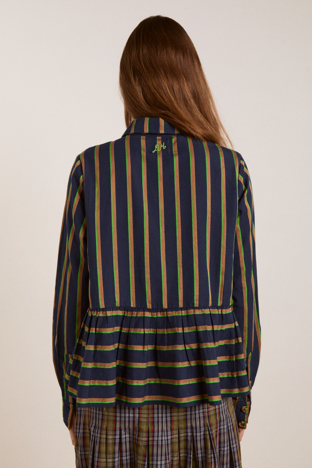 kinsley shirt - navy/green stripe