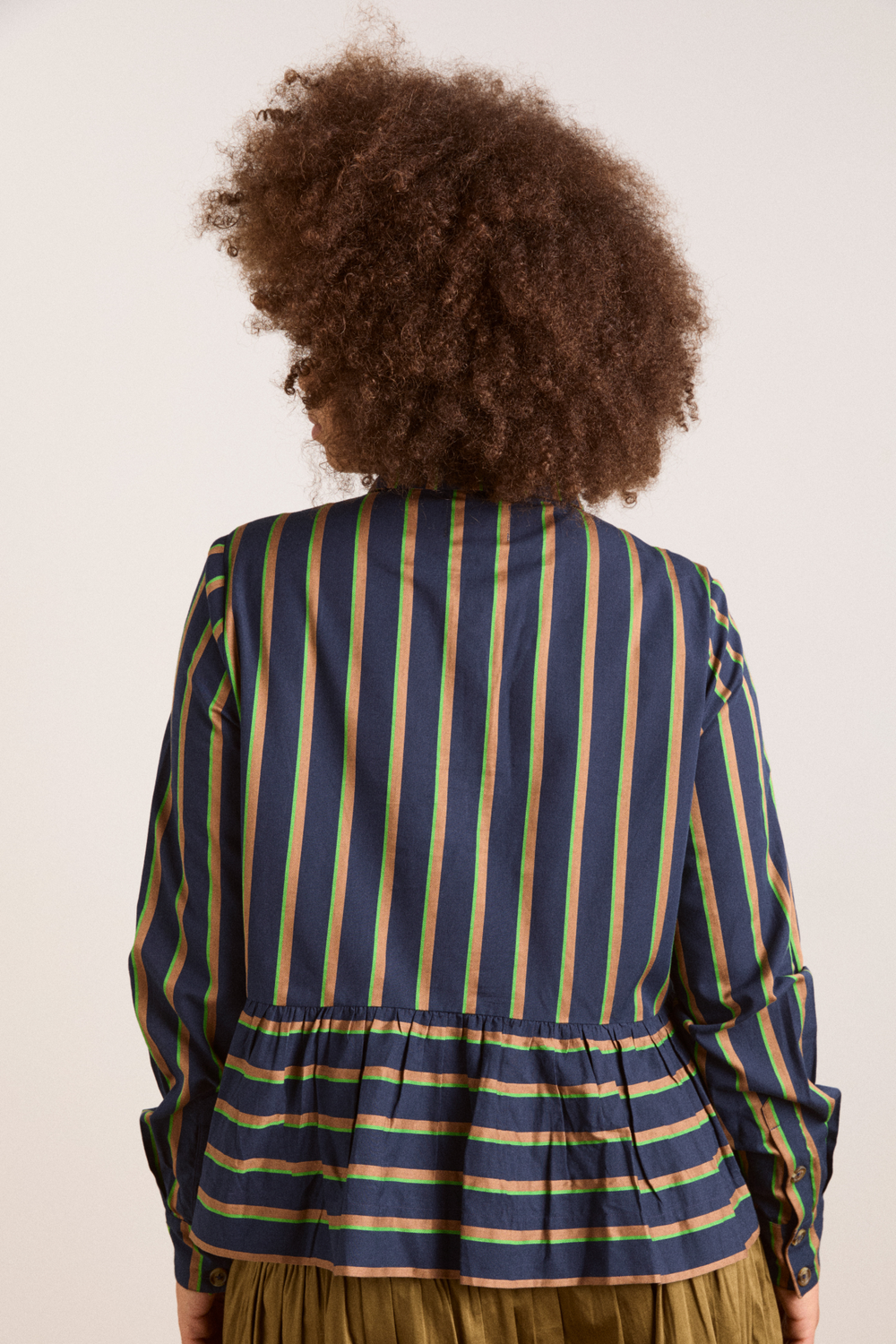 kinsley shirt - navy/green stripe