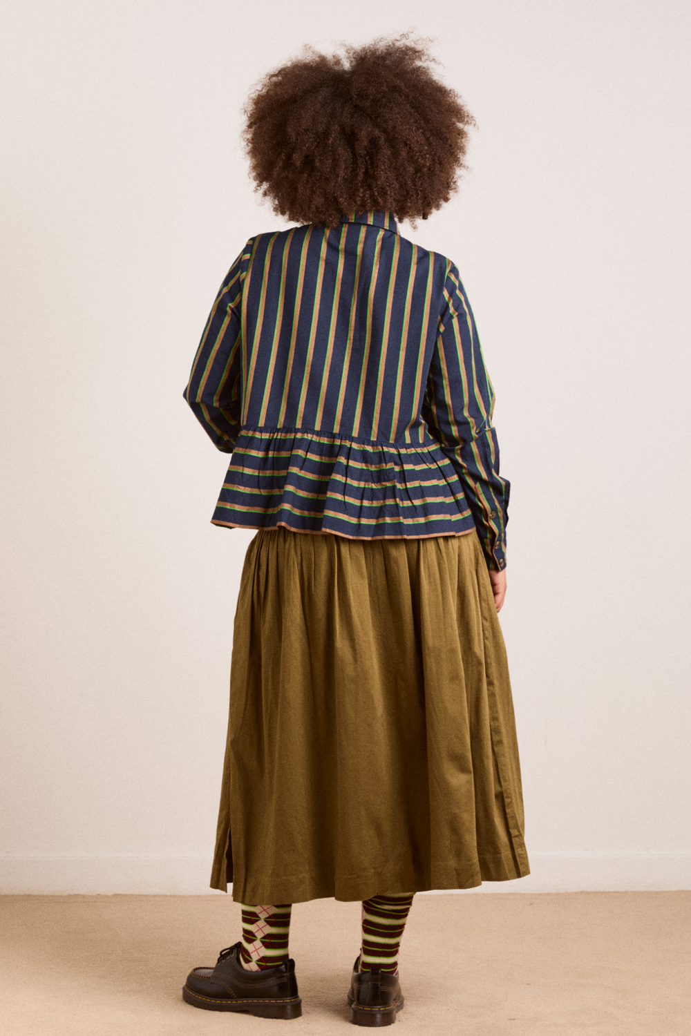 kinsley shirt - navy/green stripe