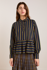 kinsley shirt - navy/green stripe