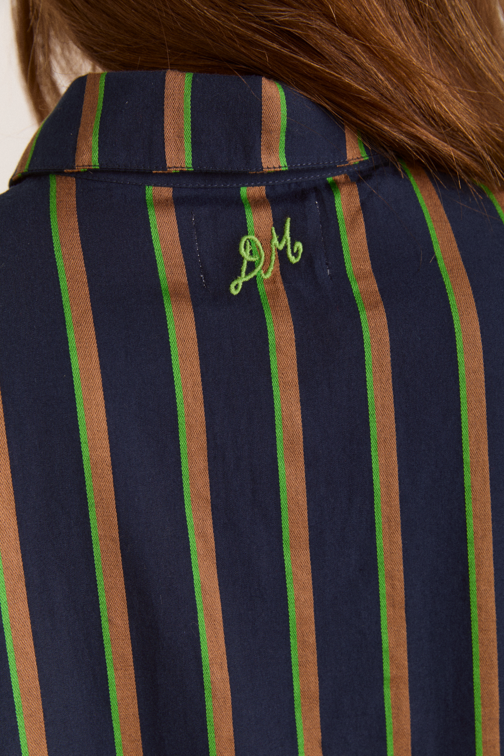 kinsley shirt - navy/green stripe