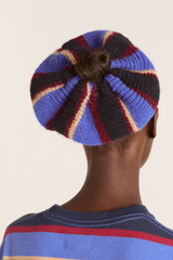 knitted scrunchie- burg/navy stripe