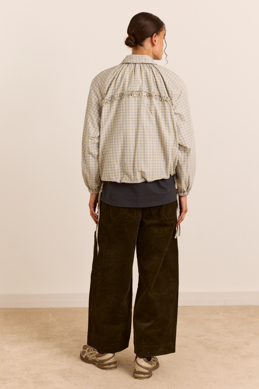 Lailah Lightweight Shell Jacket - Oyster Gingham