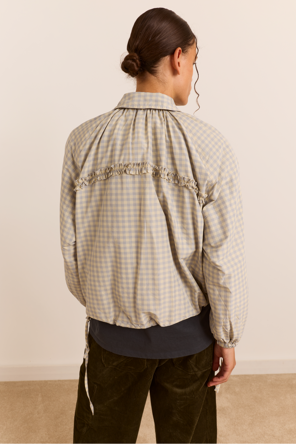 Lailah Lightweight Shell Jacket - Oyster Gingham