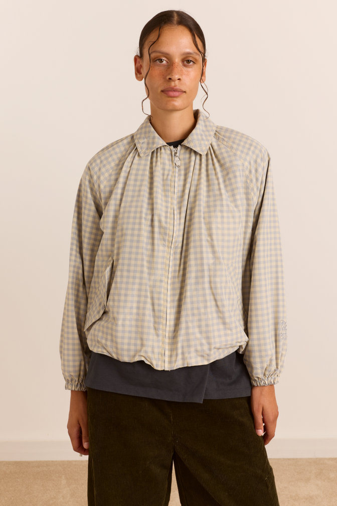 Lailah Lightweight Shell Jacket - Oyster Gingham