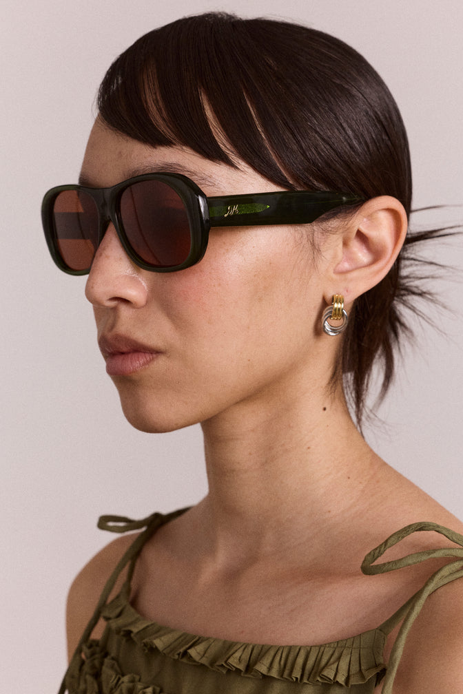 oversized aviator sunglasses - green