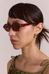 wavey temple sunglasses - crystal red