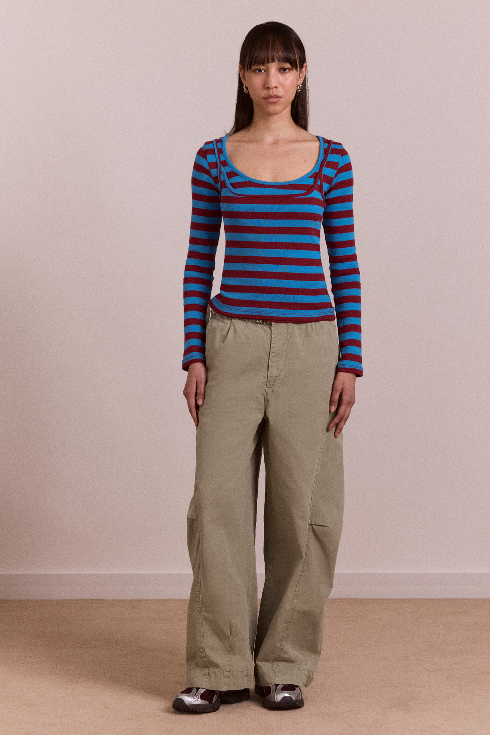 avielle double layer top - blue stripe