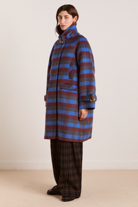 Vivi Wool Coat - Blue/Brick
