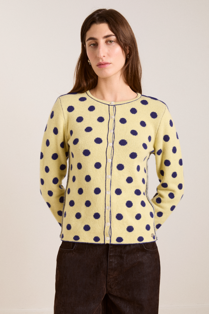 tabitha reversible merino wool cardigan -navy/butter
