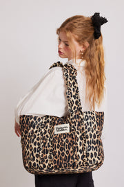 leopard frill tote bag