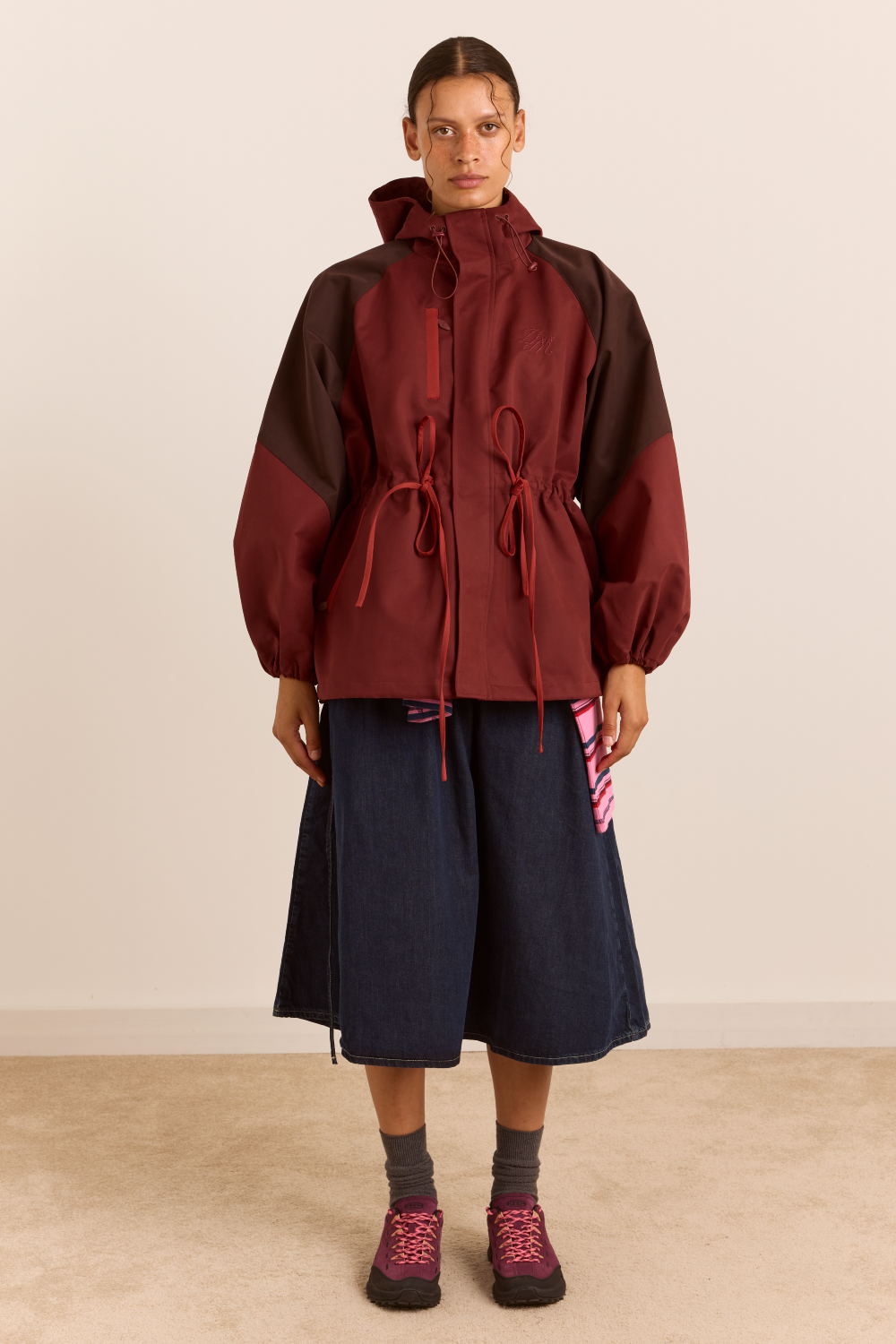 Liu Shower Proof Raincoat - Burgundy