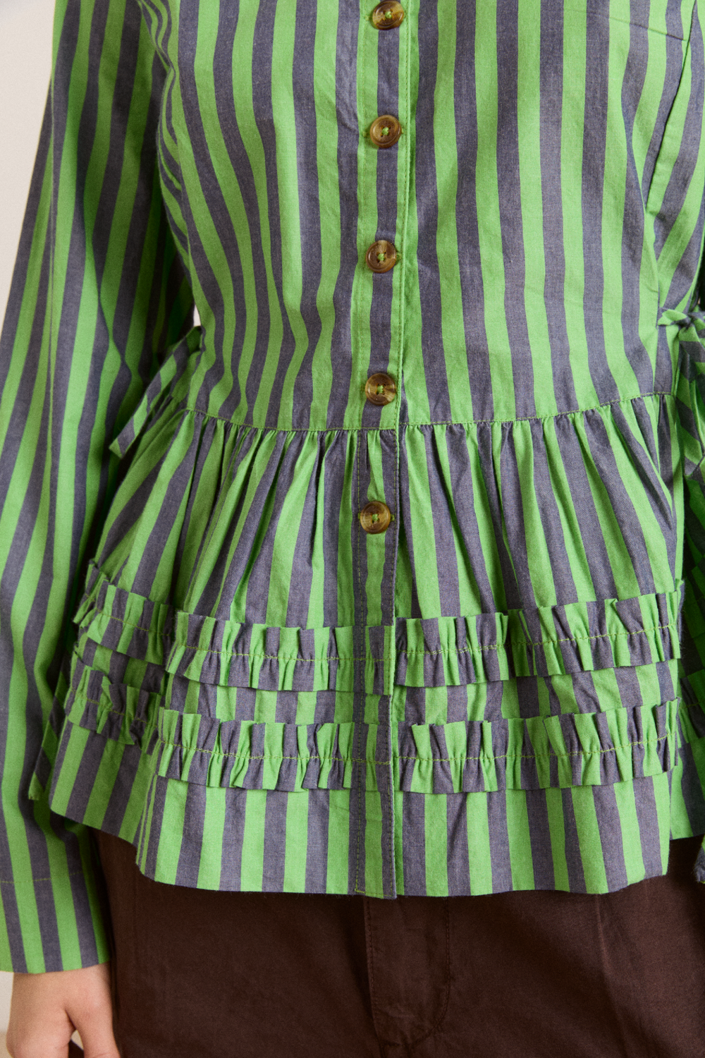 madison blouse - navy pop green stripe