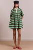 Maggie Mini Polo Dress - Aqua Olive Stripe