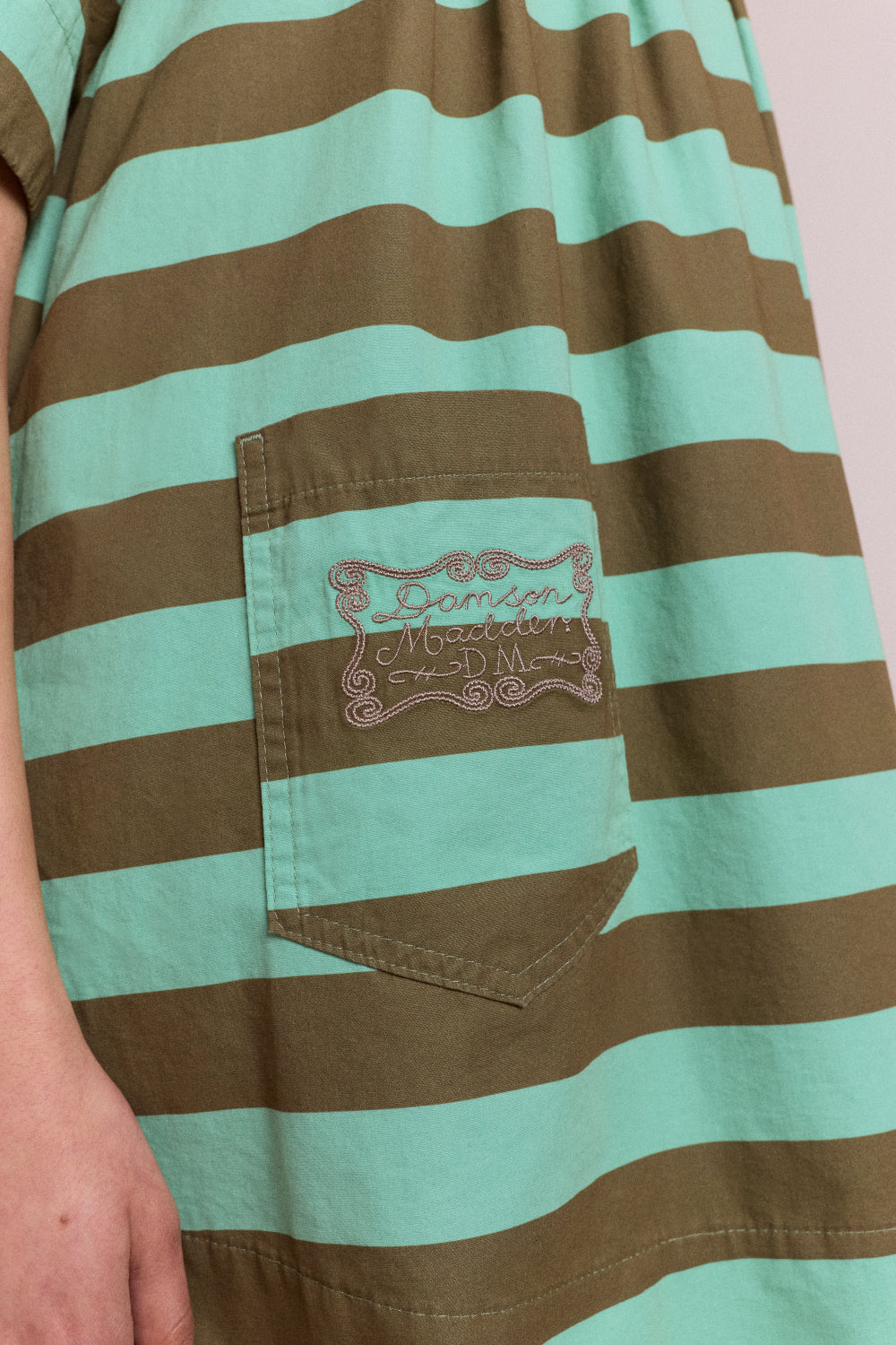 maggie mini polo dress - aqua olive stripe 10 / Green maggie mini polo dress - aqua olive stripe 10 / Green