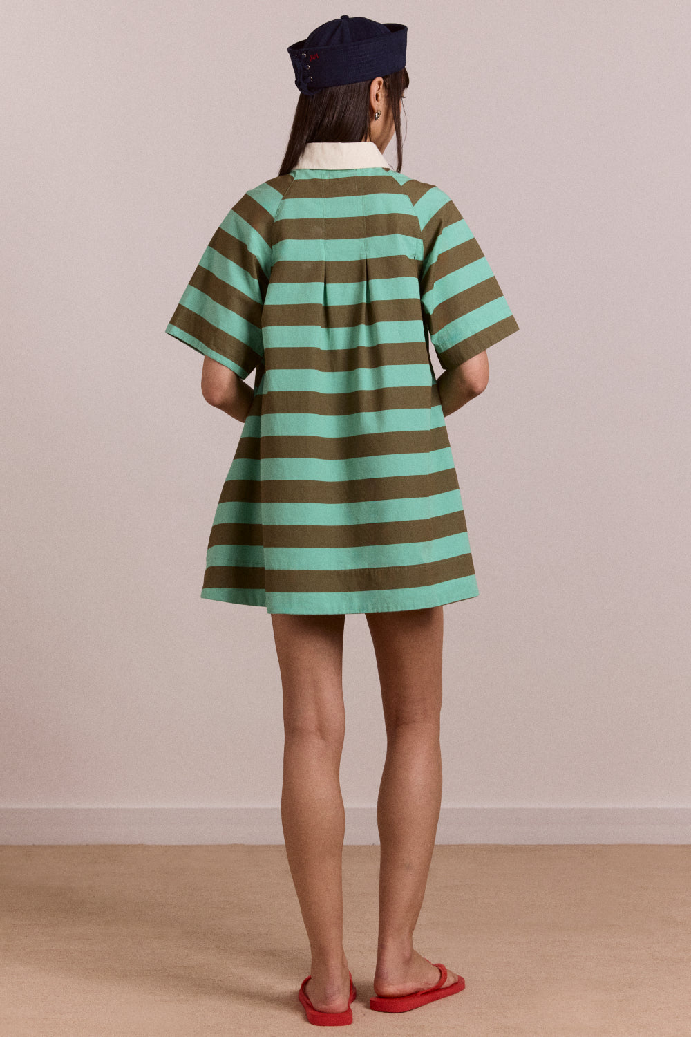 Maggie Mini Polo Dress - Aqua Olive Stripe – Damson Madder