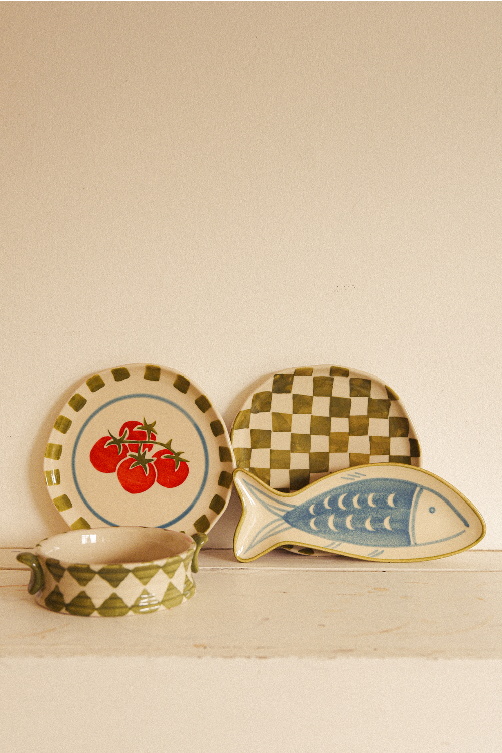 hand painted fish shaped plate