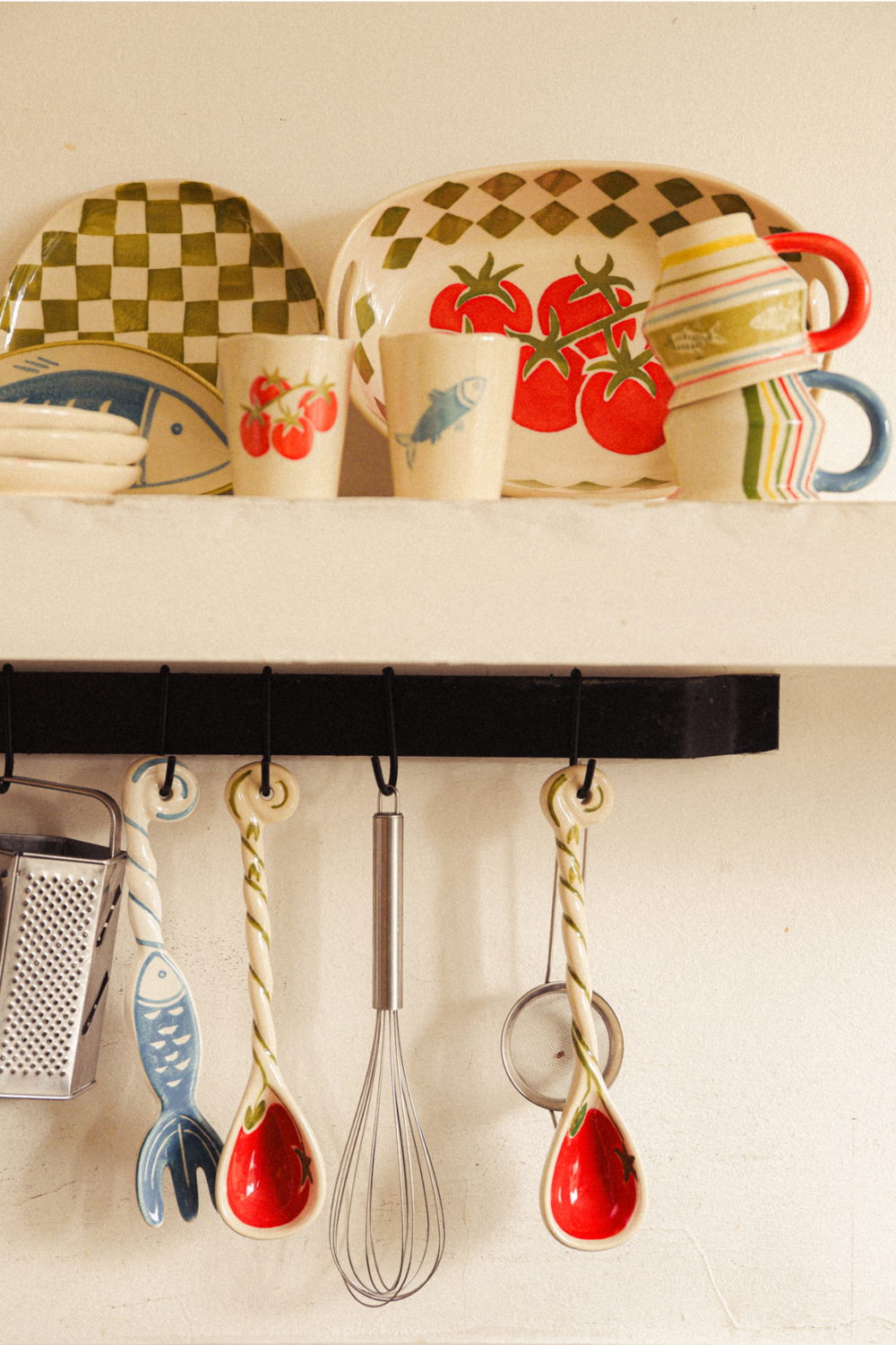 hand painted angular mug - fish stripes