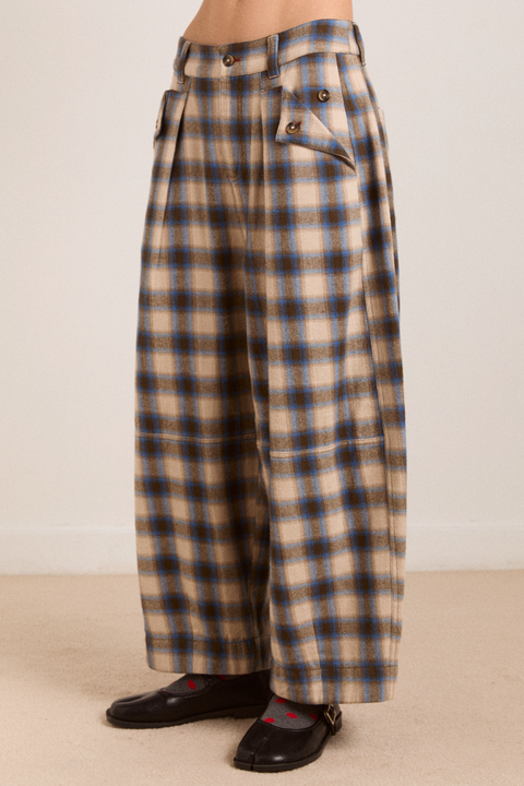 mara trouser blur brushed check