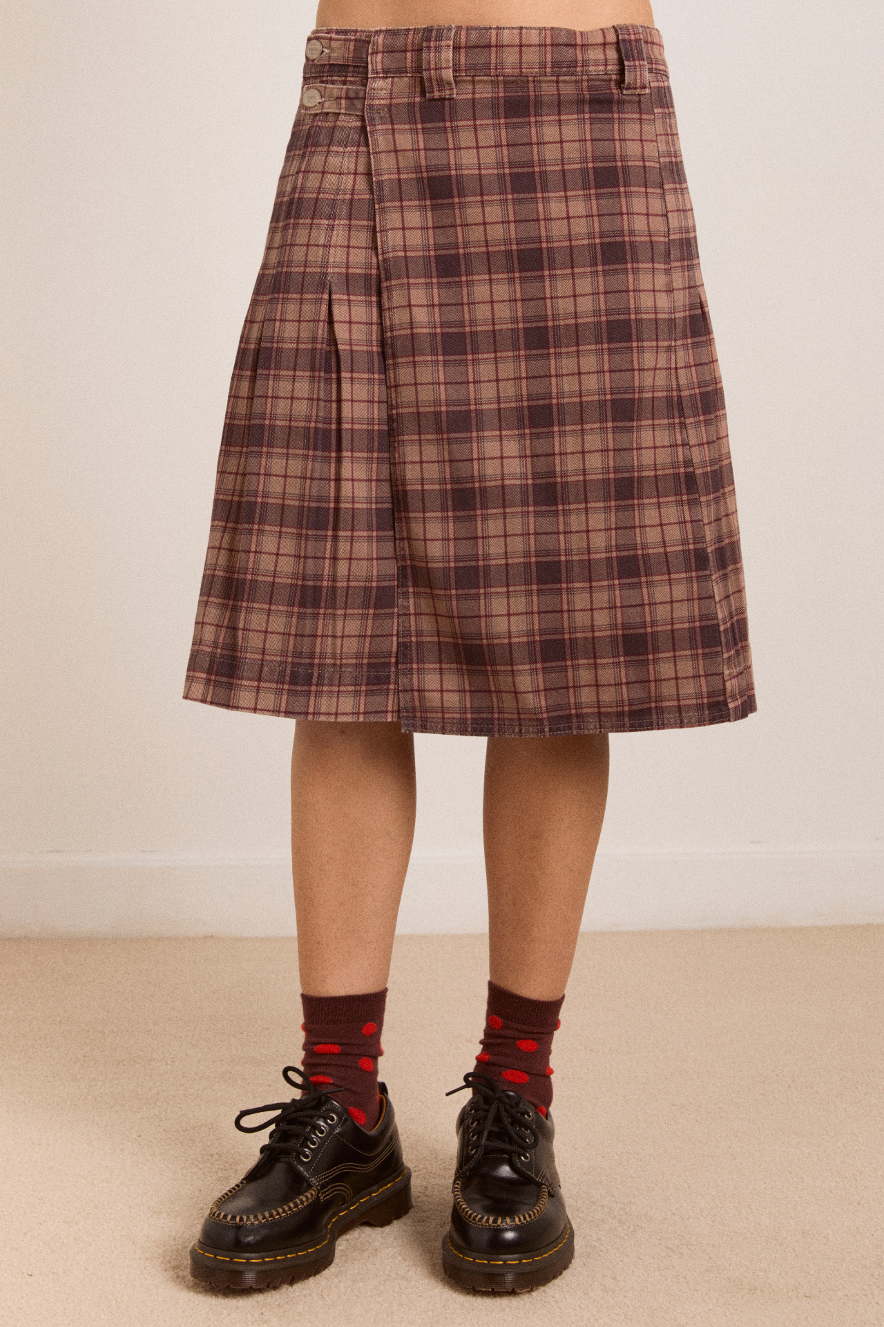 matty kilt - tan check – Damson Madder matty kilt - tan check – Damson Madder
