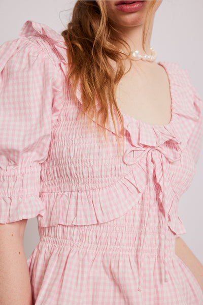 meghan blouse - pink gingham