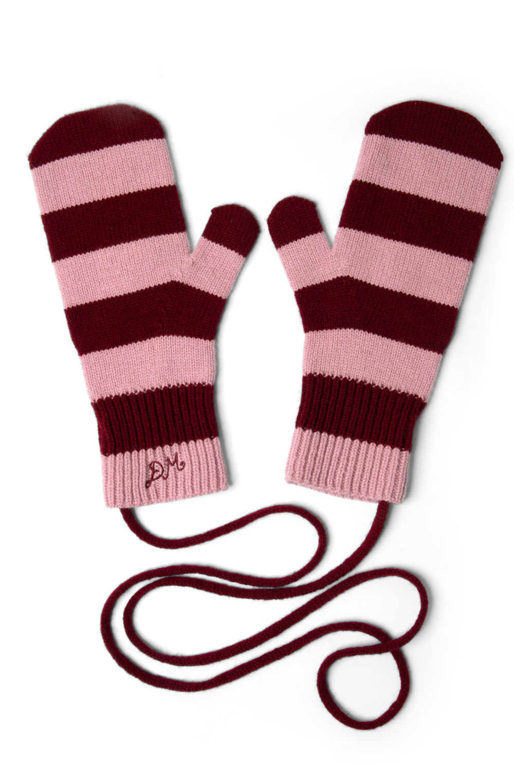 Merino Wool Mittens - Pink & Red Stripe